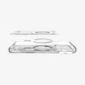 ACS10071 - iPhone 17 Pro Case Ultra Hybrid Zero One (MagFit) in Zero One White showing the inner sticker, hovering above the detached magnet ring and the case