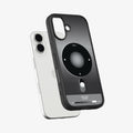 ACS10092 - iPhone 17 Ultra Hybrid Classic (MagFit) in Classic Black showing the front of layer hovering above the magfit magnet plate and the case