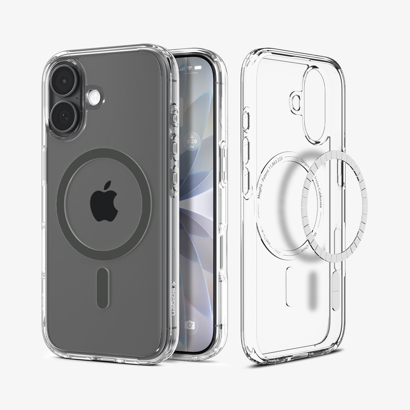 ACS10083 - iPhone 17 Ultra Hybrid (MagFit) in Clear Graphite showing the back, partial inner, partial front and sides