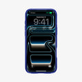 ACS12203 - Front view of an iPhone in the Spigen C11 Velocity case, showing the lock screen with time, weather, and battery percentage