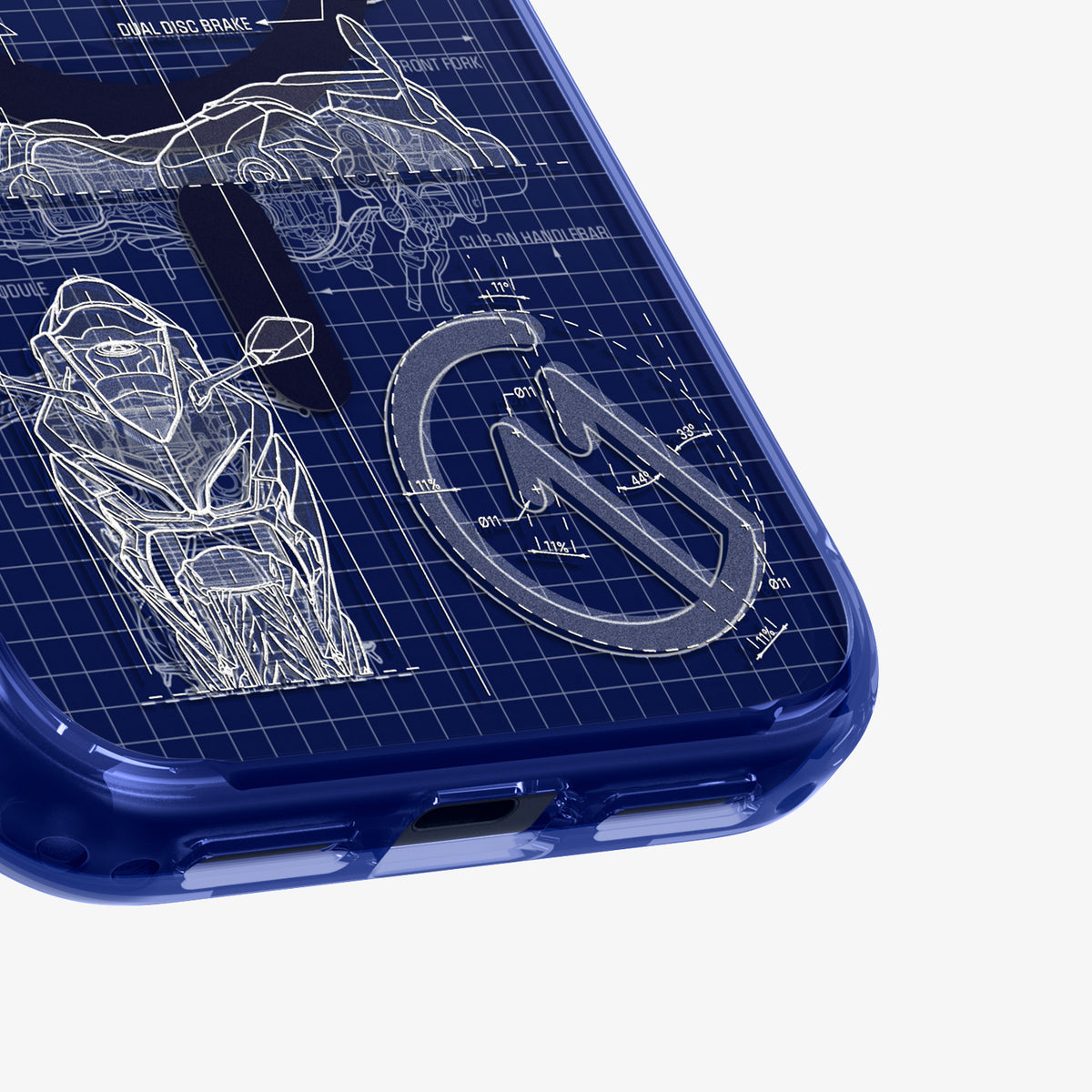 ACS12204 - Bottom corner view of the Spigen C11 Velocity iPhone case 