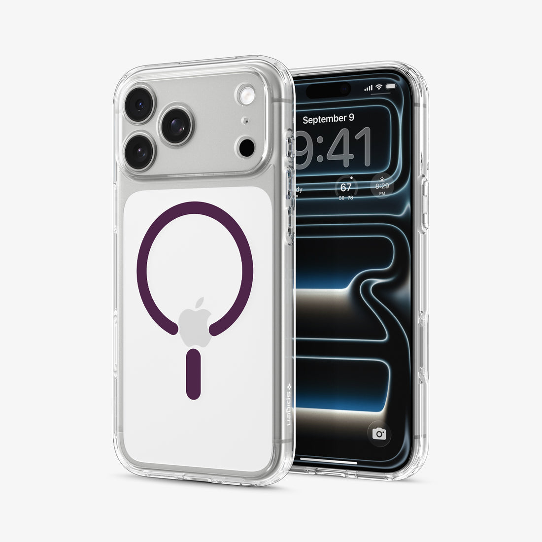 ACS12331 -  iPhone 18 Pro Max / iPhone 17 Pro Max Ultra Hybrid (MagFit) in Clear Dark Cherry showing the back, partial inner, partial front and sides