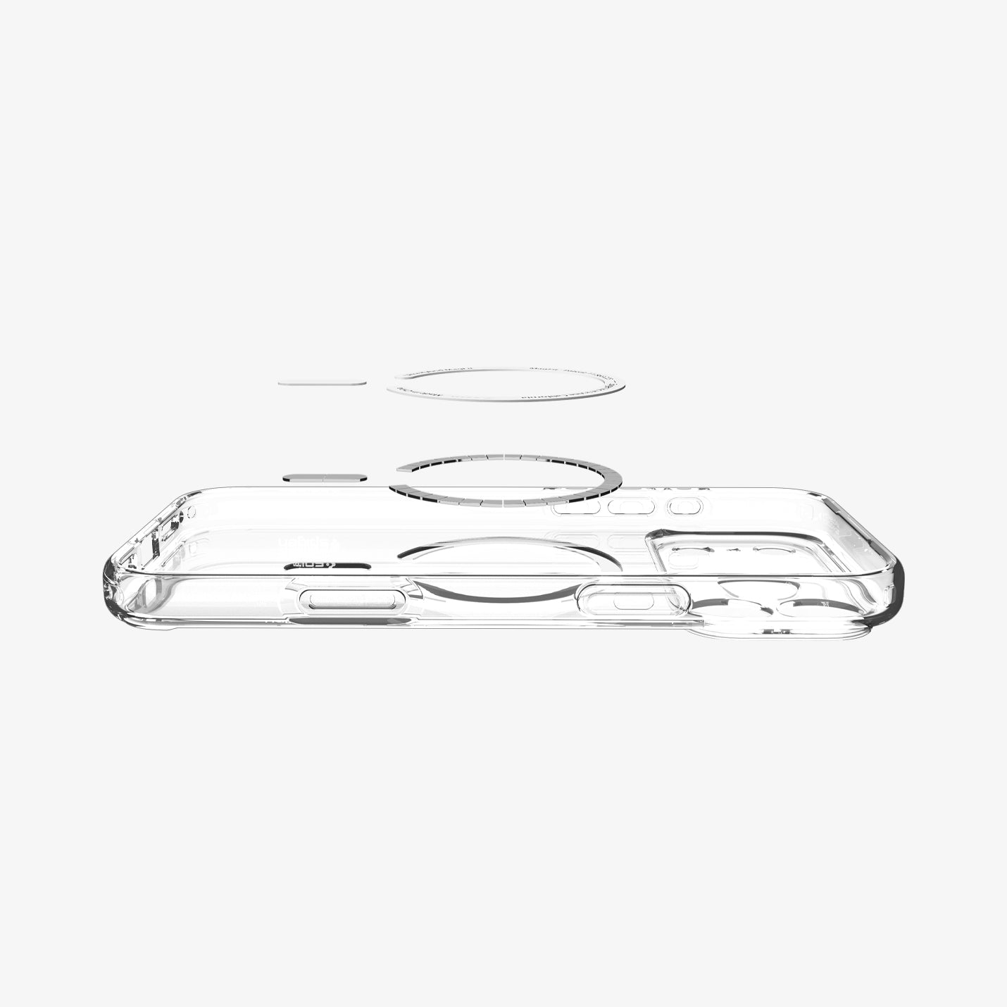ACS12331 -  iPhone 18 Pro Max / iPhone 17 Pro Max Ultra Hybrid (MagFit) in Clear Dark Cherry showing layer and magfit magnet above the case