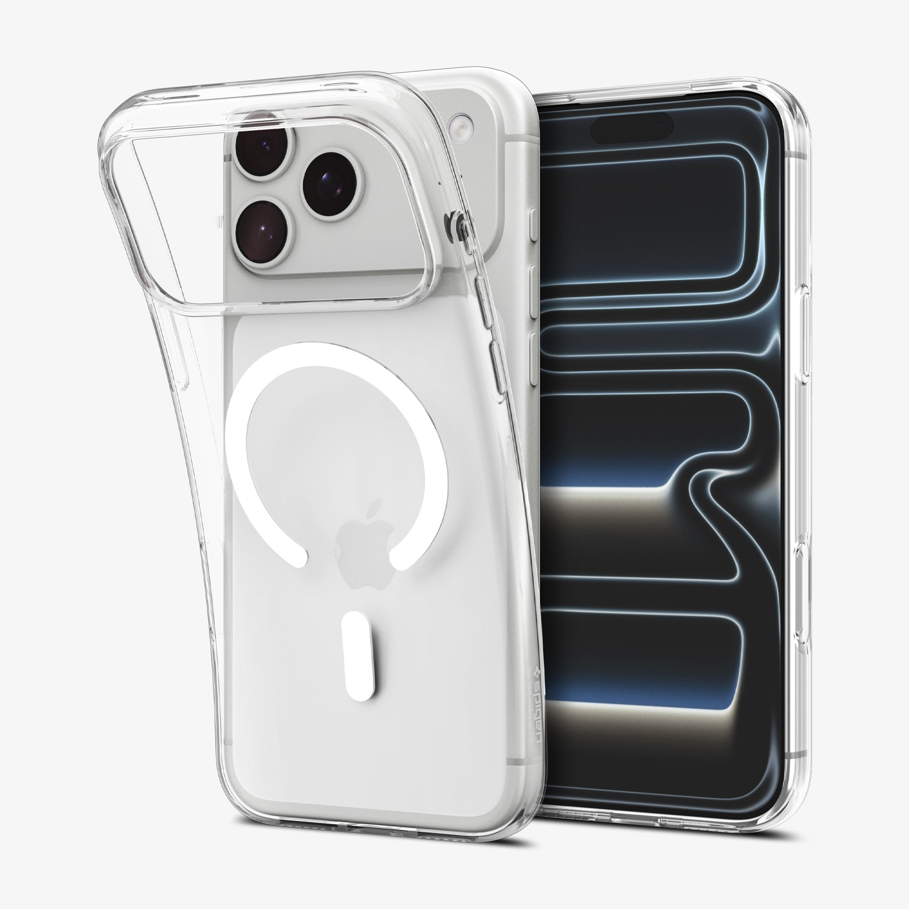 ACS11925 - iPhone 18 Pro / iPhone 17 Pro Crystal Flex (Mag Fit) showing the flexible clear case being easily removed with a soft TPU design.