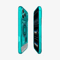 ACS11756 - iPhone 18 Pro / iPhone 17 Pro Ultra Hybrid C-One (Mag Fit) Bondi Blue showing front and back angled views highlighting the slim profile and raised protective edges