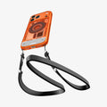ACS11757 - iPhone 18 Pro / iPhone 17 Pro Ultra Hybrid C-One (Mag Fit) Tangerine showing the case with a detachable crossbody strap connected through built-in lanyard holes