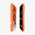 ACS11757 - iPhone 18 Pro / iPhone 17 Pro Ultra Hybrid C-One (Mag Fit) Tangerine showing front and back angled views highlighting the slim profile and raised protective edges
