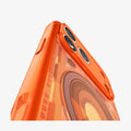 ACS11757 - iPhone 18 Pro / iPhone 17 Pro Ultra Hybrid C-One (Mag Fit) Tangerine showing a close-up of the transparent construction, raised camera protection, and detailed back design