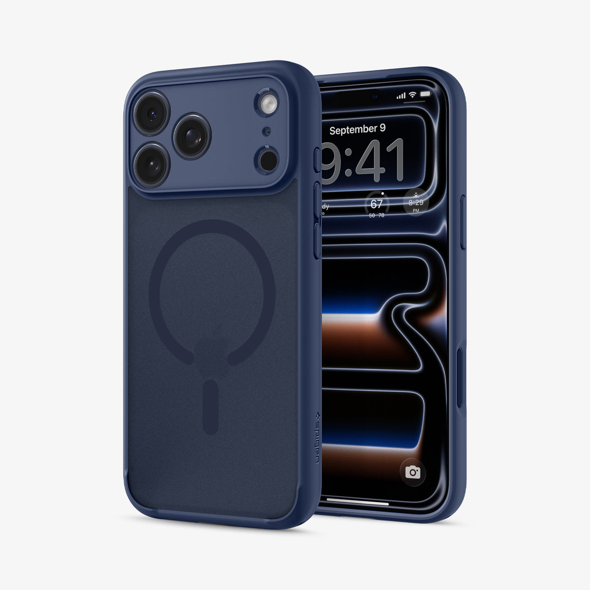 ACS11924 - iPhone 18 Pro / iPhone 17 Pro Ultra Hybrid (MagFit) in Frost Deep Blue showing the back, partial inner, partial front and sides