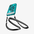 ACS11754 - iPhone 18 Pro Max / iPhone 17 Pro Max Ultra Hybrid C-One (Mag Fit) Bondi Blue showing the case with a detachable crossbody strap connected through built-in lanyard holes