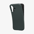 ACS09979 - iPhone 17 Liquid Air in Abyss Green showing the back, partially peeled off from the device