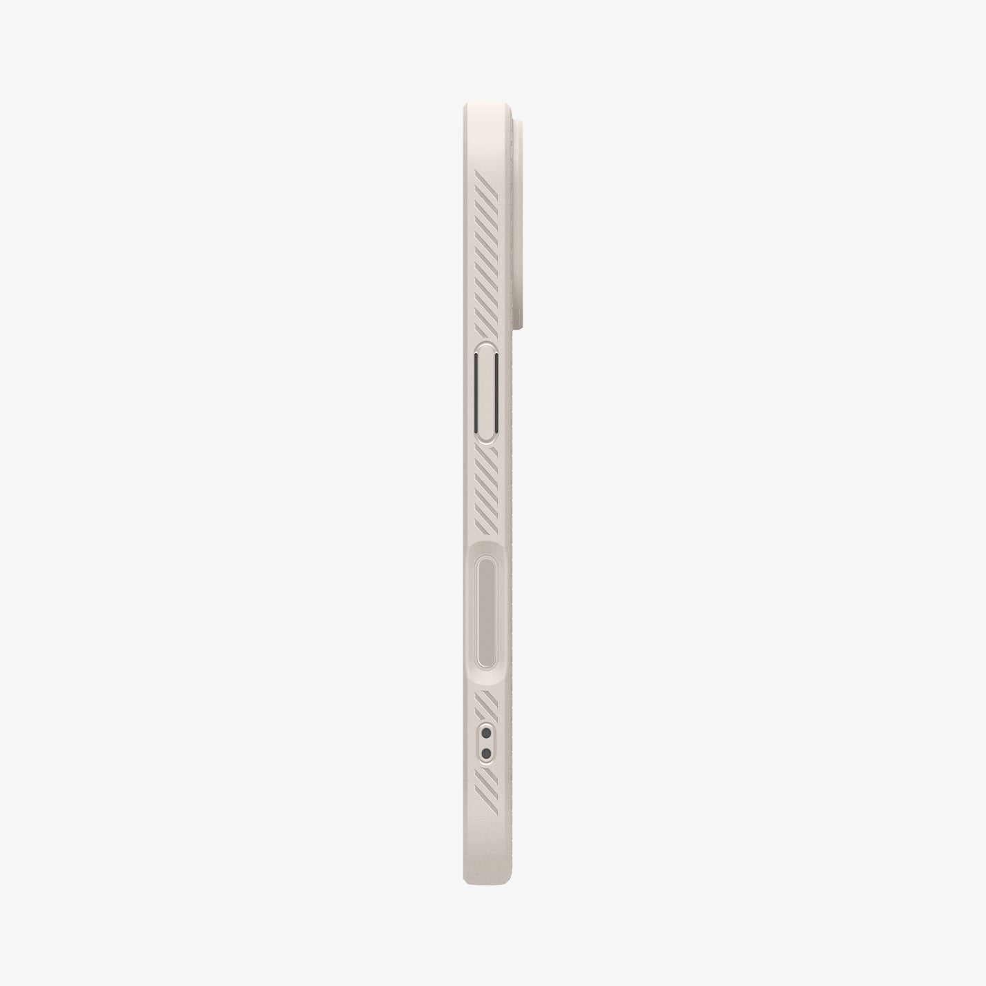 ACS09980 - iPhone 17 Liquid Air in Natural Titanium showing the side