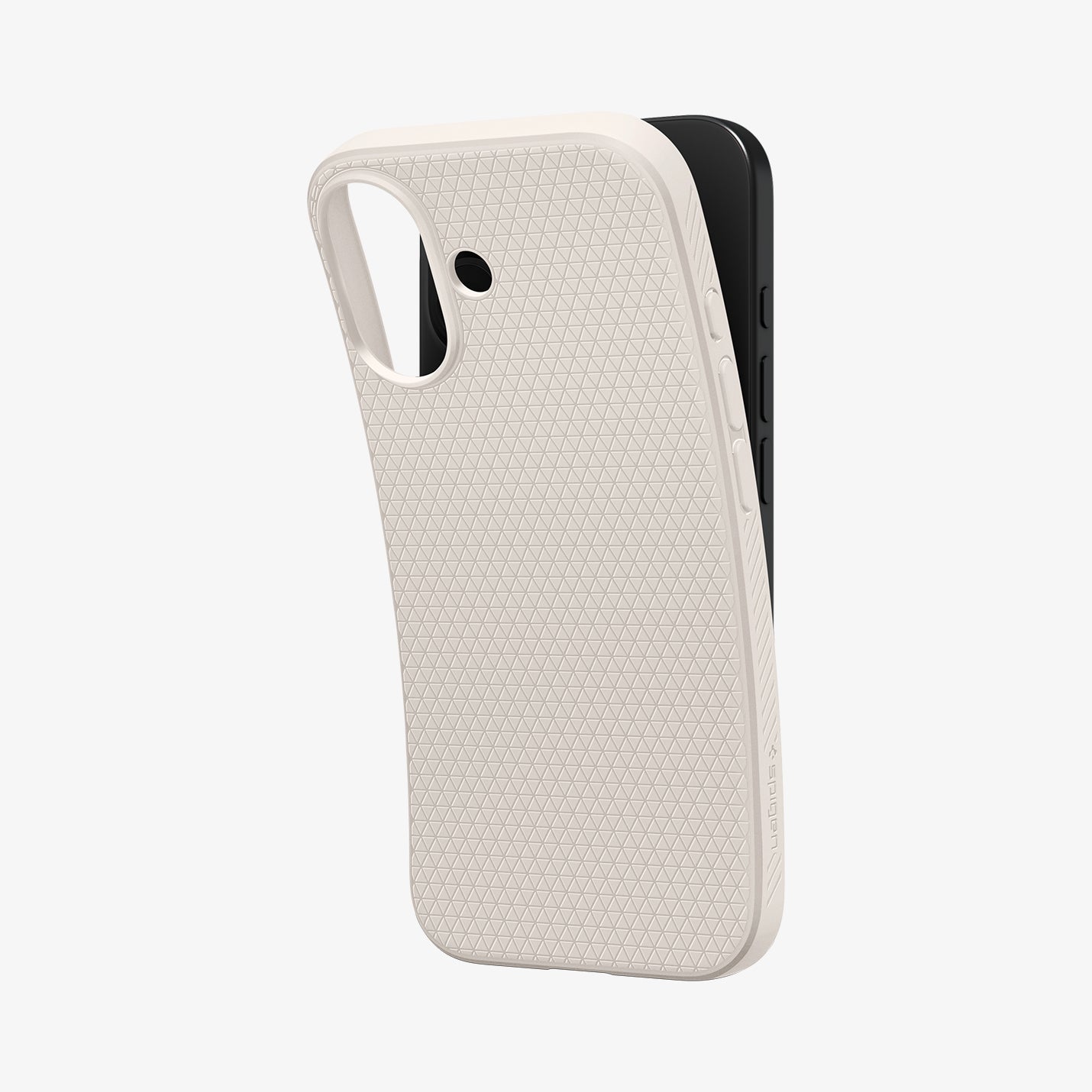 ACS09980 - iPhone 17 Liquid Air in Natural Titanium showing the back, partially peeled off from the device