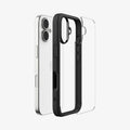 ACS10081 - iPhone 17 Ultra Hybrid in Matte Black showing the back, detached from the frame of the case aligned with the device