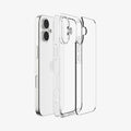 ACS10080 - iPhone 17 Ultra Hybrid in Crystal Clear showing the back, detached from the frame of the case aligned with the device