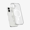 ACS10086 - iPhone 17 Ultra Hybrid (MagFit) in Frost White showing the front of layer hovering above the magfit magnet plate and the case