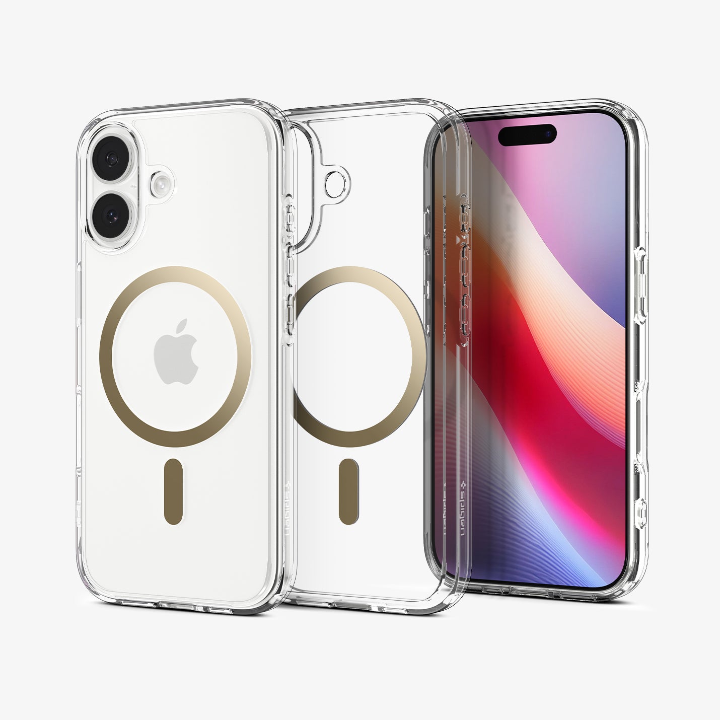 ACS10084 - iPhone 17 Ultra Hybrid (MagFit) in Clear Gold showing the back, partial inner, partial front and sides