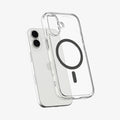 ACS10083 - iPhone 17 Ultra Hybrid (MagFit) in Clear Graphite showing the front of layer hovering above the magfit magnet plate and the case
