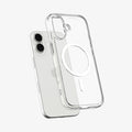 ACS10082 - iPhone 17 Ultra Hybrid (MagFit) in Clear White showing the front of layer hovering above the magfit magnet plate and the case