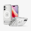 ACS09981 - iPhone 17 Case Ultra Hybrid S (MagFit) showing the back, front and device propped up by kickstand
