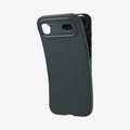 ACS09924 - iPhone 17 Air Liquid Air in Abyss Green showing the back, partially peeled off from the device