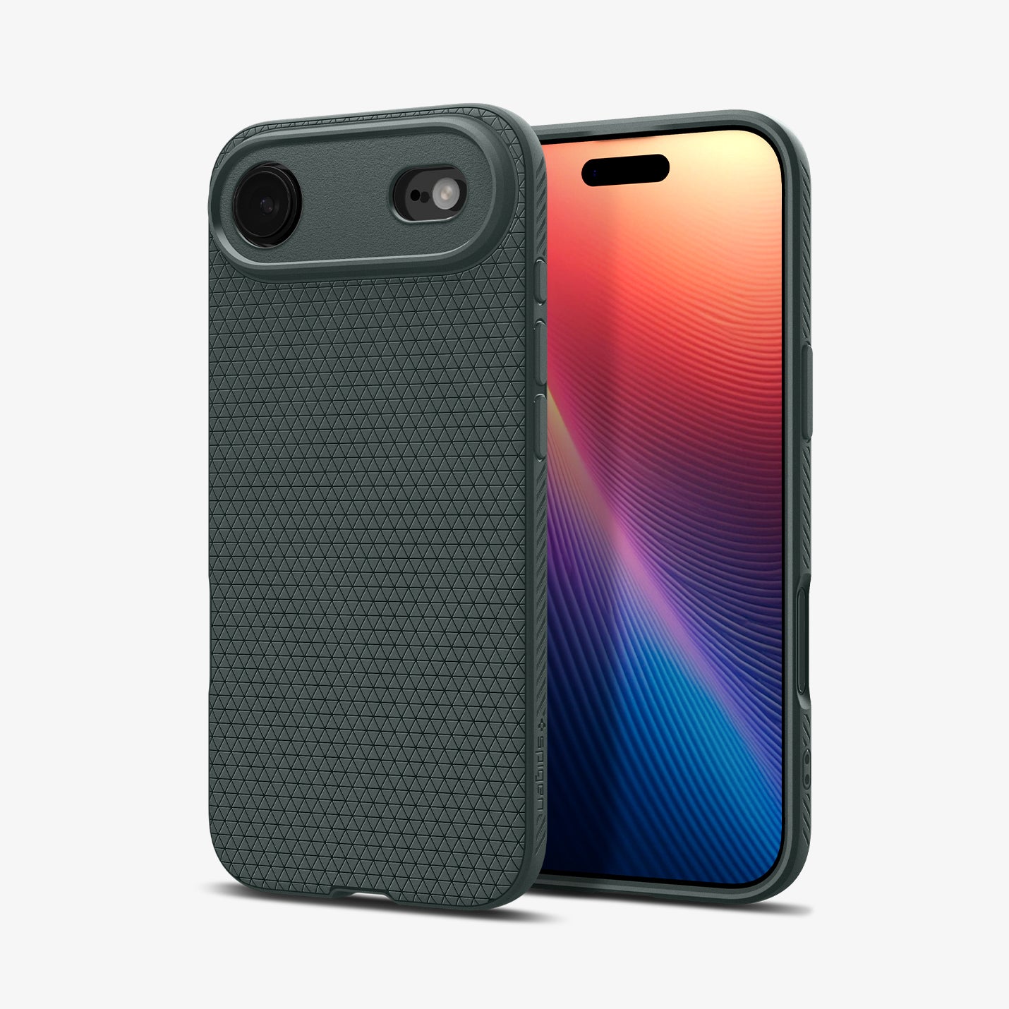 ACS09924 - iPhone 17 Air Liquid Air in Abyss Green showing the back, partial front and sides