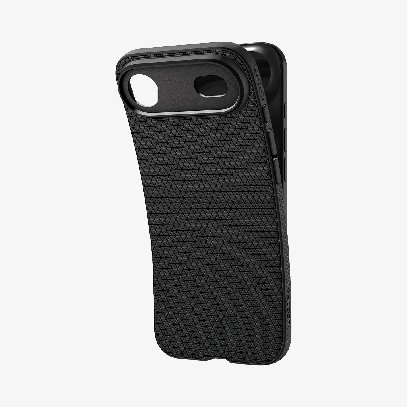 ACS09922 - iPhone 17 Air Liquid Air in Matte Black showing the back, partially peeled off from the device