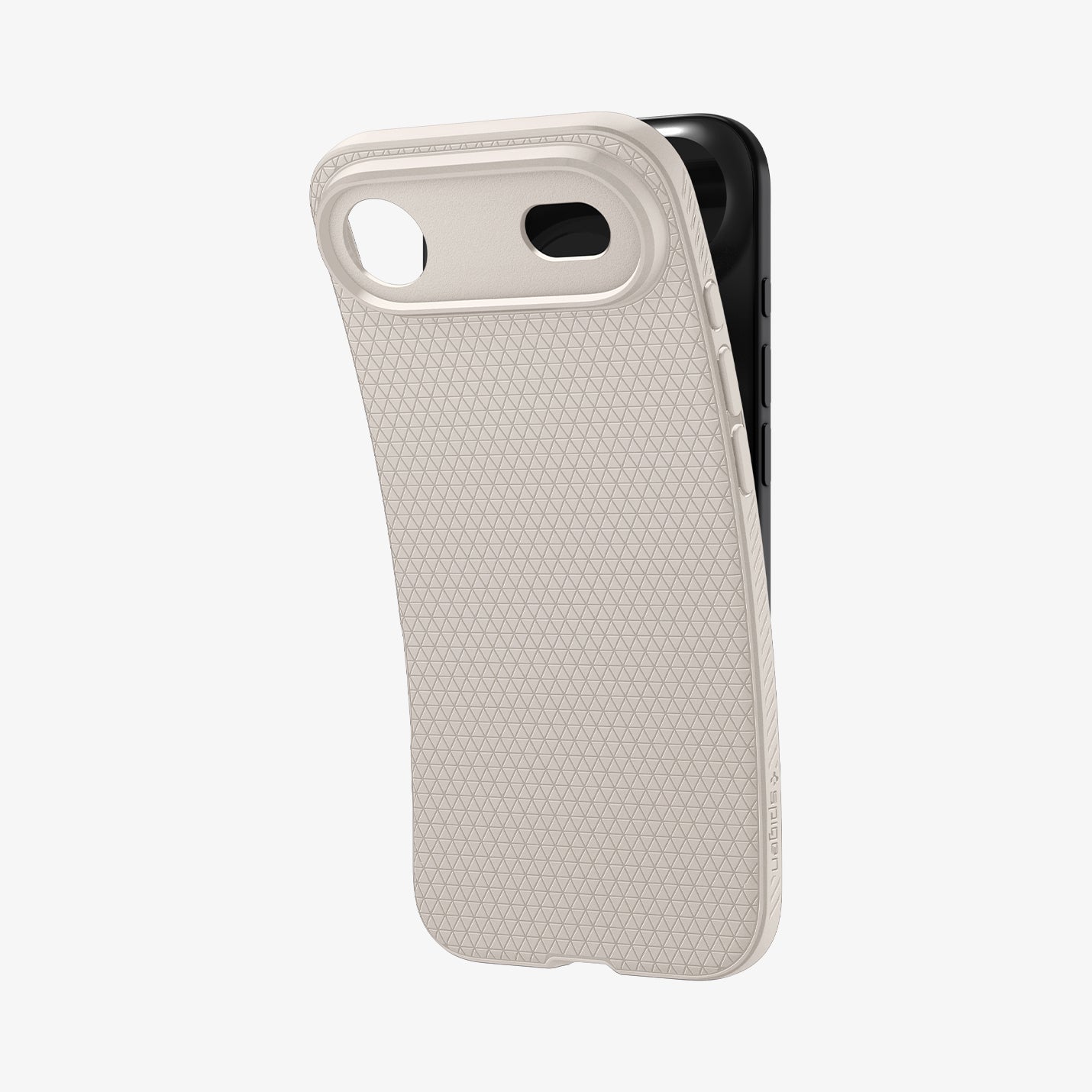 ACS09925 - iPhone 17 Air Liquid Air in Natural Titanium showing the back, partially peeled off from the device