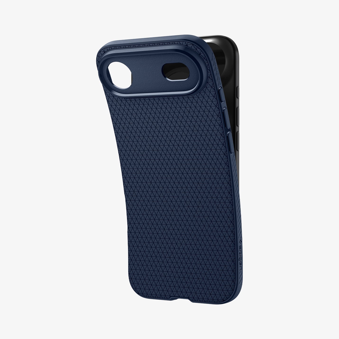 ACS09923 - iPhone 17 Air Liquid Air in Navy Blue showing the back, partially peeled off from the device