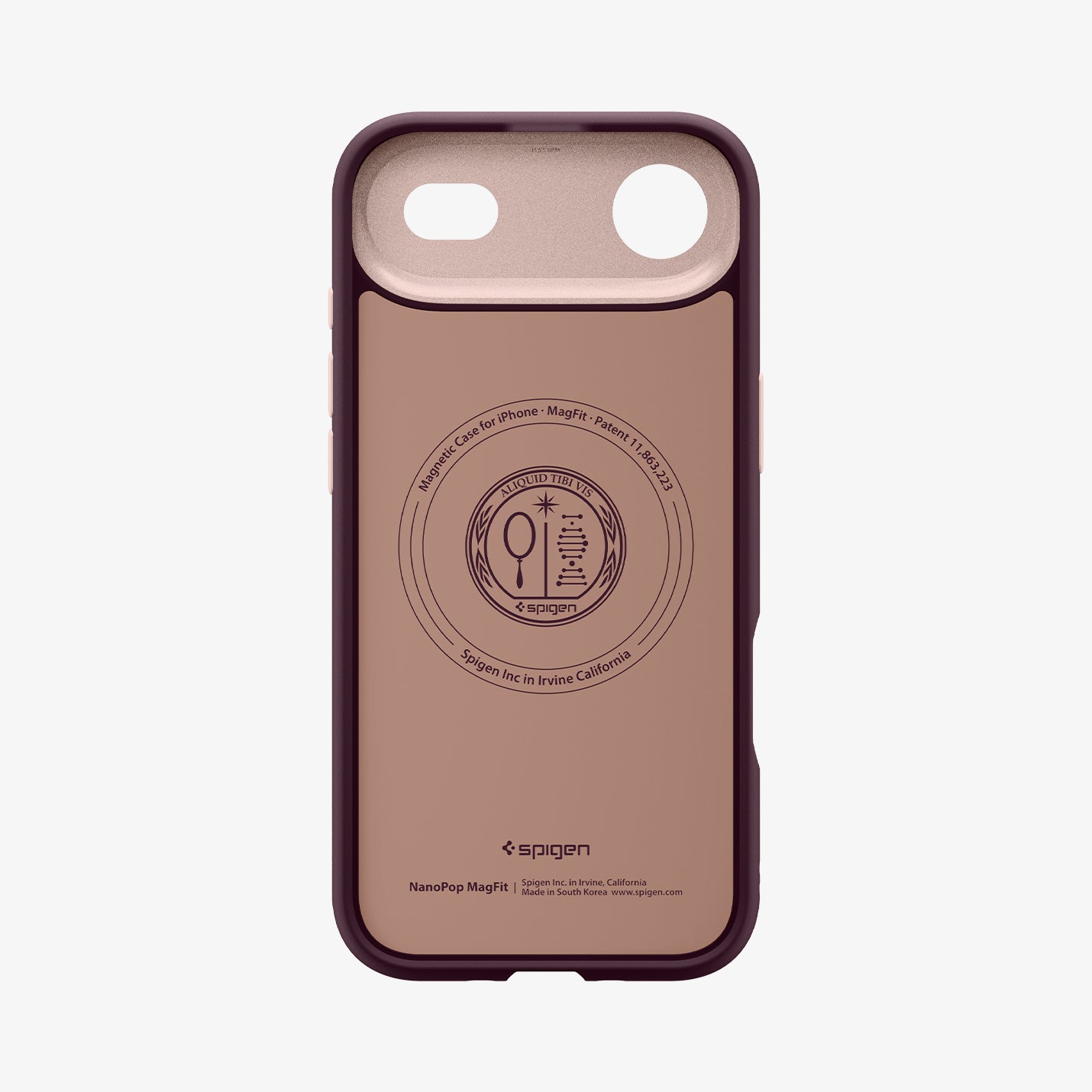 ACS09932 - iPhone 17 Air Case Nano Pop (MagFit) in burgundy bean showing the inside of case