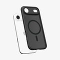 ACS10054 - iPhone 17 Air Ultra Hybrid (MagFit) in Frost Black showing the front of layer hovering above the magfit magnet plate and the case