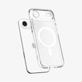 ACS10055 - iPhone 17 Air Ultra Hybrid (MagFit) in Frost White showing the front of layer hovering above the magfit magnet plate and the case