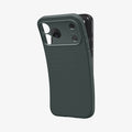 ACS09944 - iPhone 17 Pro Liquid Air in Abyss Green showing the back, partially peeled off from the device