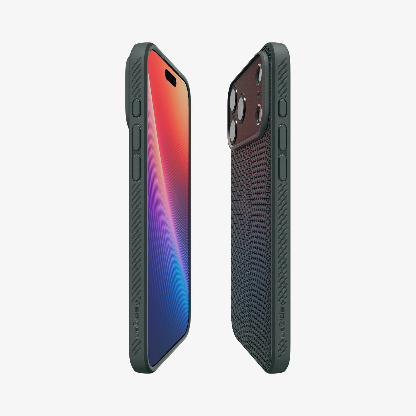 ACS09944 - iPhone 17 Pro Liquid Air in Abyss Green showing the partial back, partial front and sides