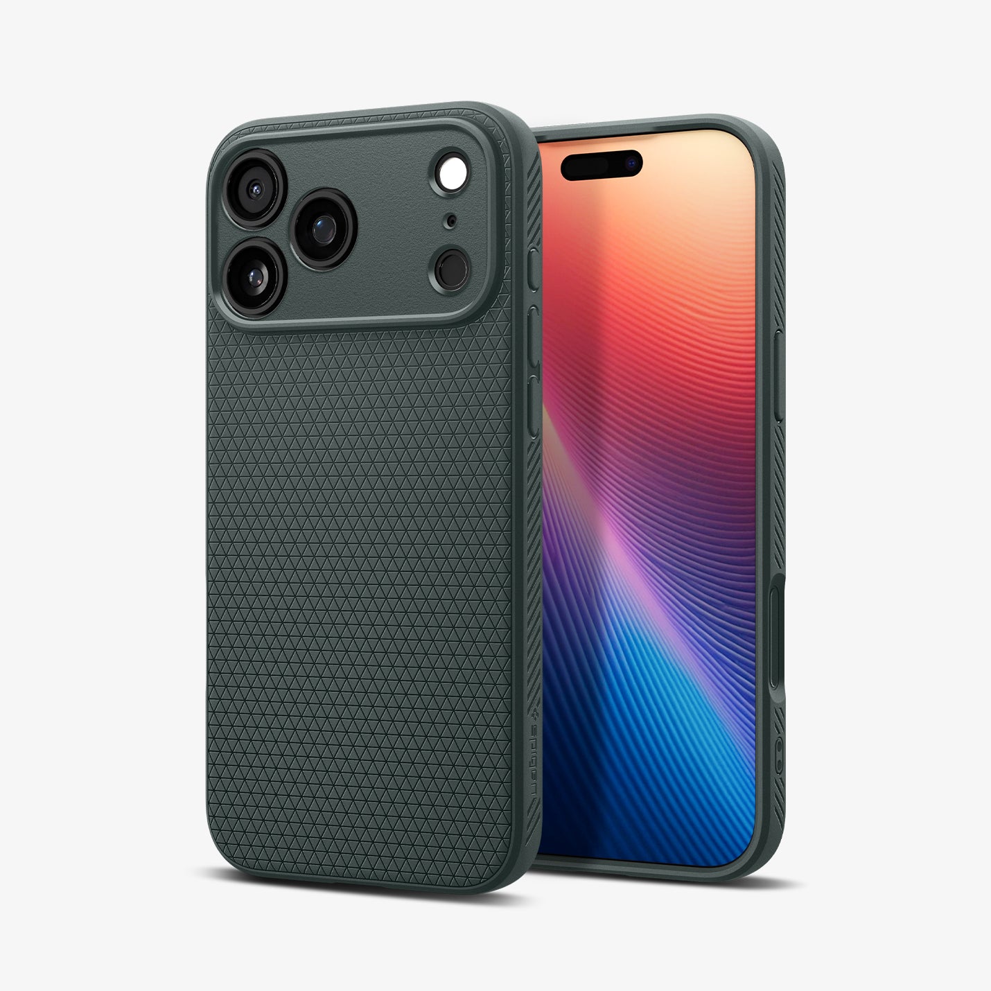 ACS09944 - iPhone 17 Pro Liquid Air in Abyss Green showing the back, partial front and sides