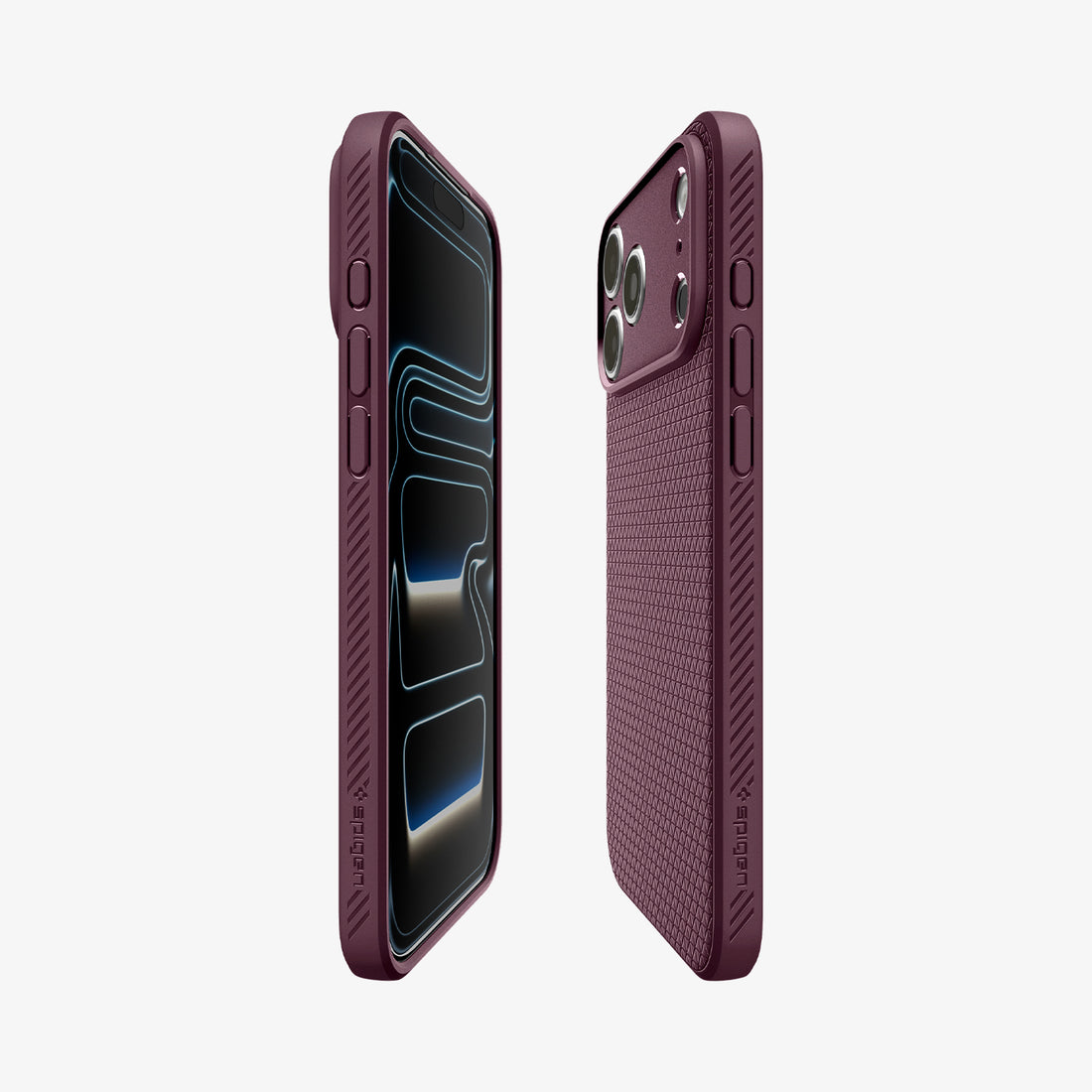 ACS12334 - iPhone 18 Pro Max / iPhone 17 Pro Max Liquid Air in Dark Cherry showing the partial back, partial front and sides