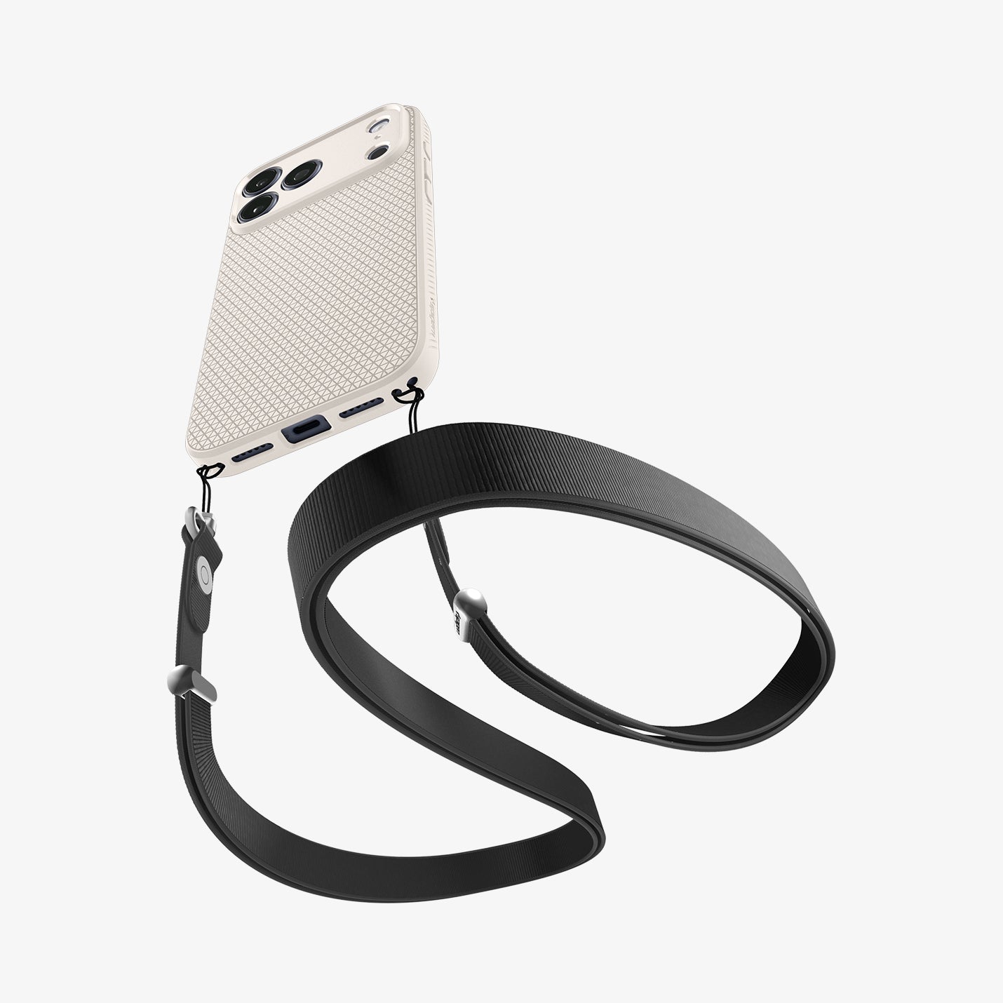 ACS09945 - iPhone 17 Pro Liquid Air in Natural Titanium showing lanyard with strip