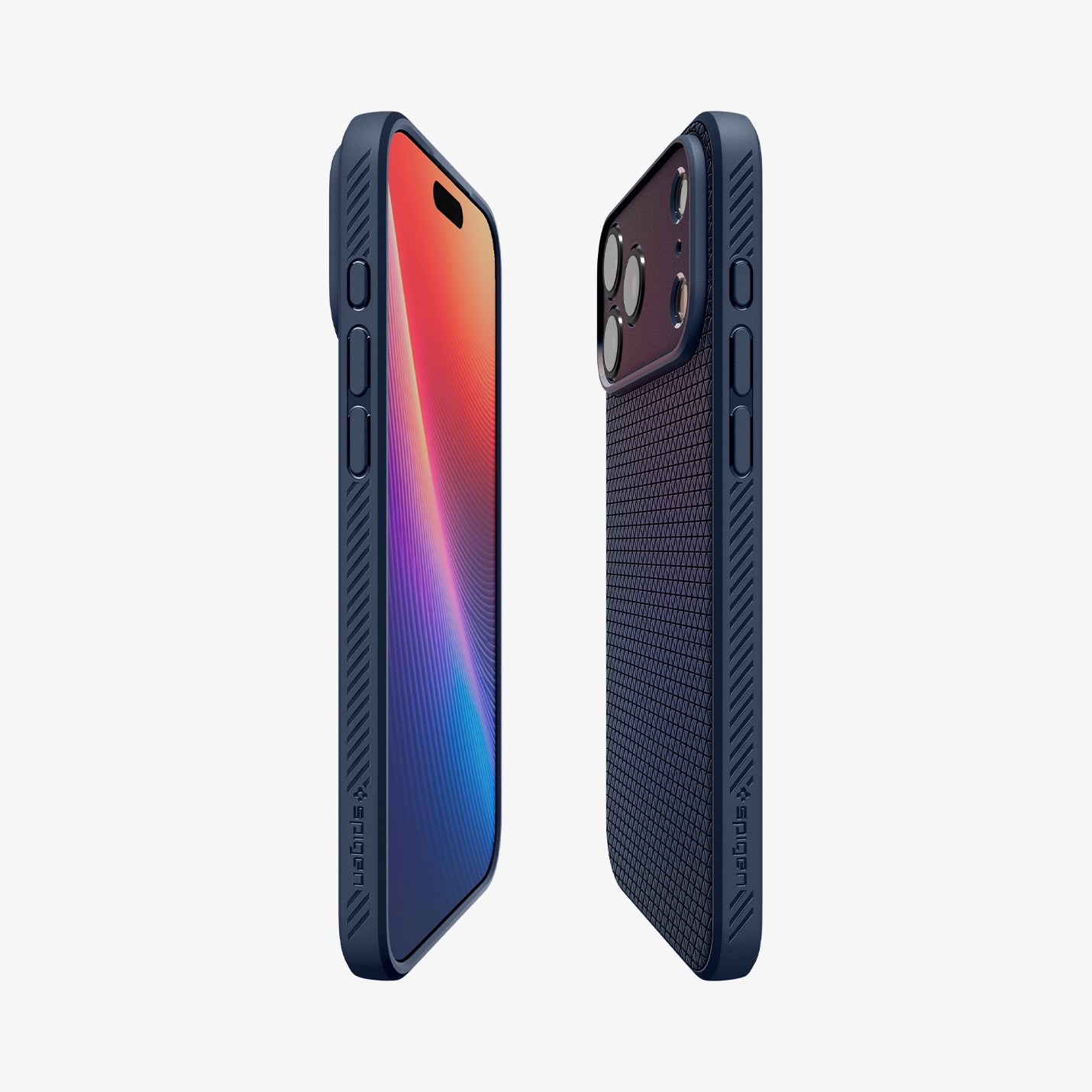 ACS09943 - iPhone 17 Pro Liquid Air in Navy Blue showing the partial back, partial front and sides