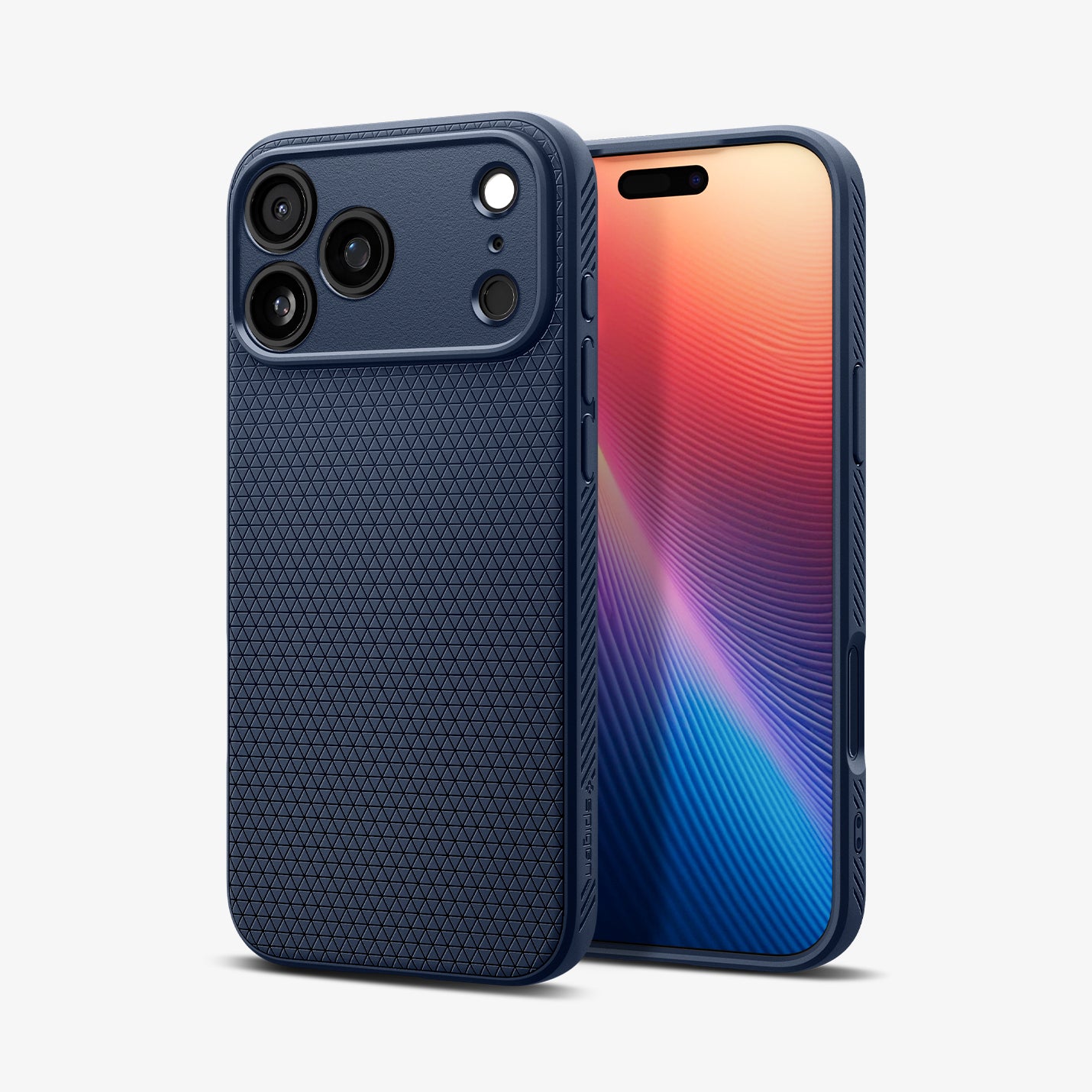 ACS09943 - iPhone 17 Pro Liquid Air in Navy Blue showing the back, partial front and sides