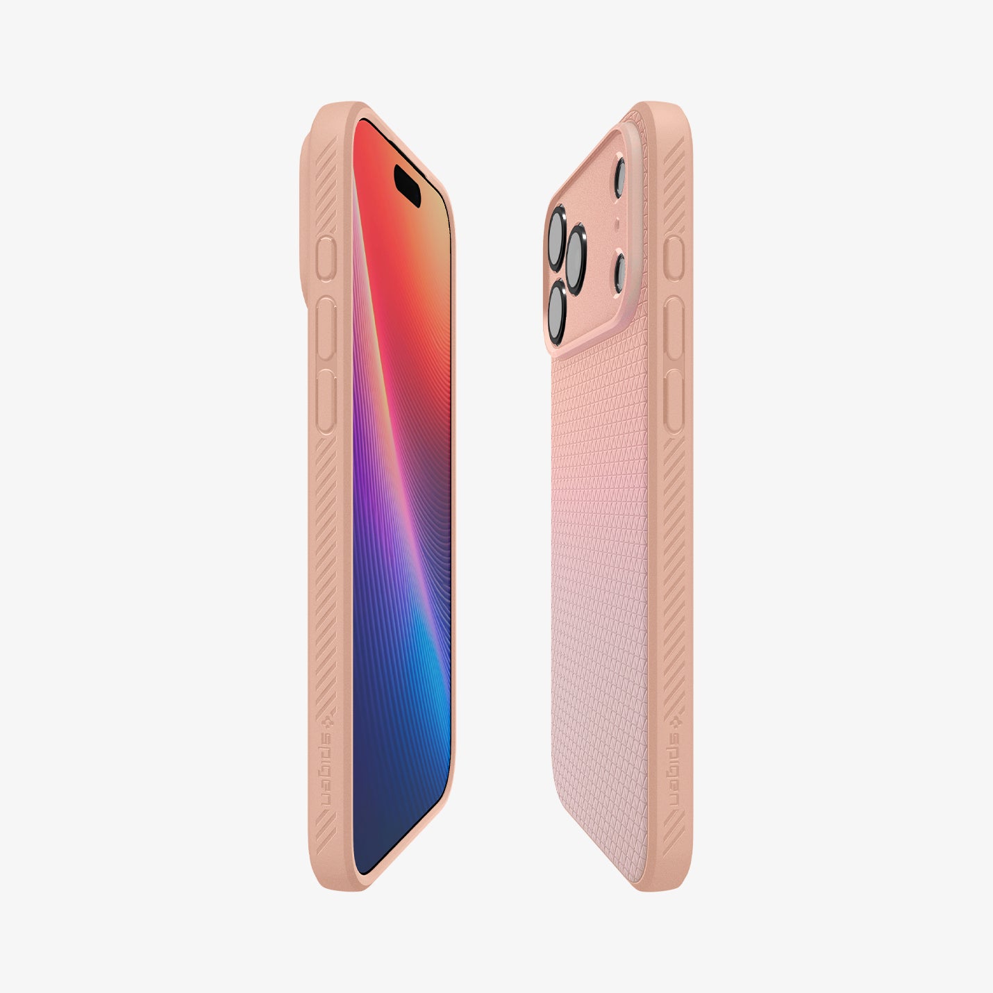 ACS09892 - iPhone 17 Pro Max Liquid Air in Rose Titanium showing the partial back, partial front and sides