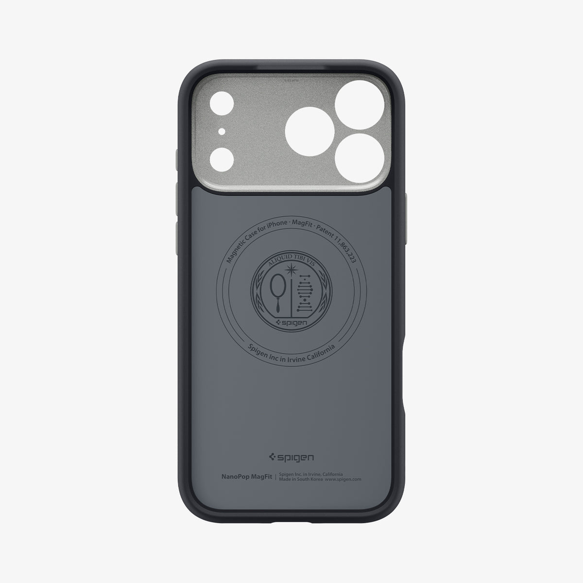 ACS09968CA - iPhone 18 Pro / iPhone 17 Pro Nano Pop (Mag Fit) in Black Sesame showing the interior of the case with an integrated magnetic ring and precision camera cutouts