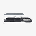 ACS09968CA - iPhone 18 Pro / iPhone 17 Pro Nano Pop (Mag Fit) in Black Sesame showing an exploded interior view highlighting the integrated magnetic ring, buttons, and layered construction