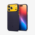 ACS09966CA - iPhone 18 Pro / iPhone 17 Pro Nano Pop (Mag Fit) in Blueberry Navy showing front and back angled views highlighting the slim profile, raised edges, and textured side grip