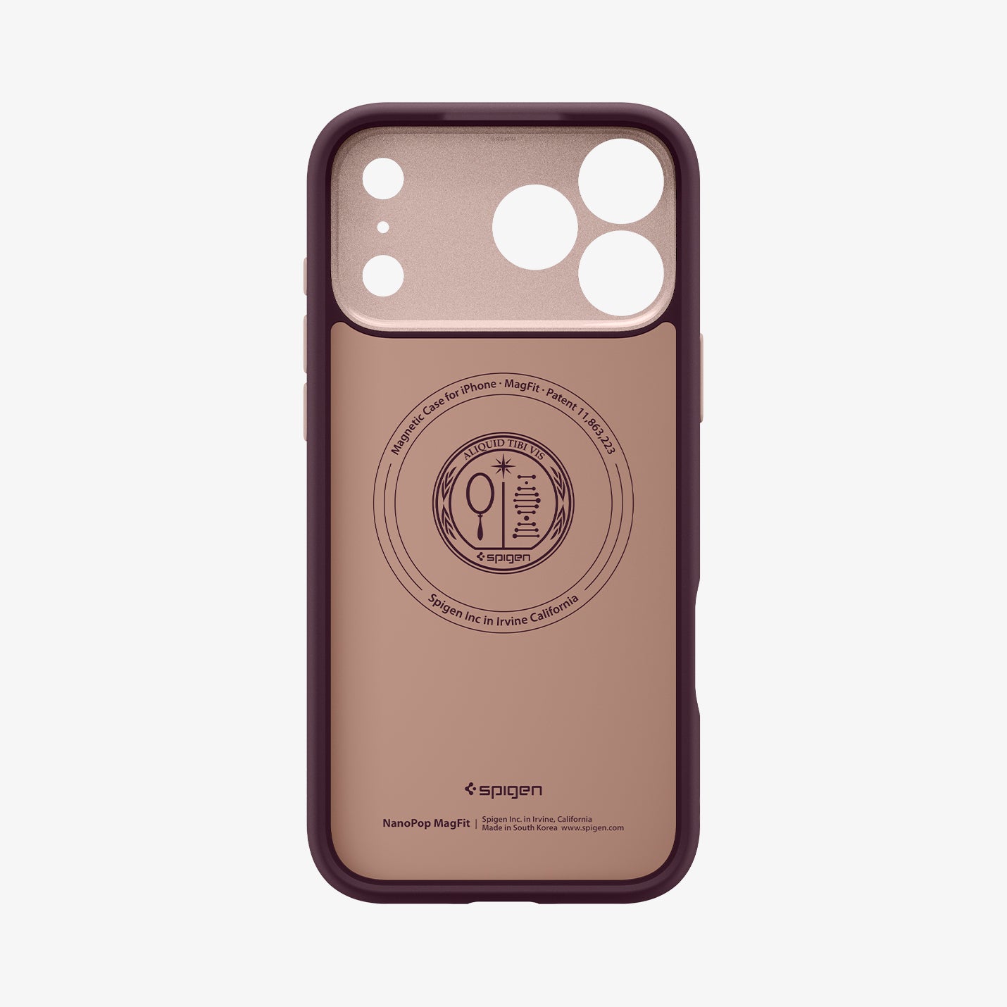 ACS09967 - iPhone 17 Pro Case Nano Pop (MagFit) in burgundy bean showing the inside of case