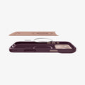 ACS09914CA - iPhone 18 Pro Max / iPhone 17 Pro Max Nano Pop (Mag Fit) in Burgundy Bean showing an exploded interior view highlighting the integrated magnetic ring, buttons, and layered construction