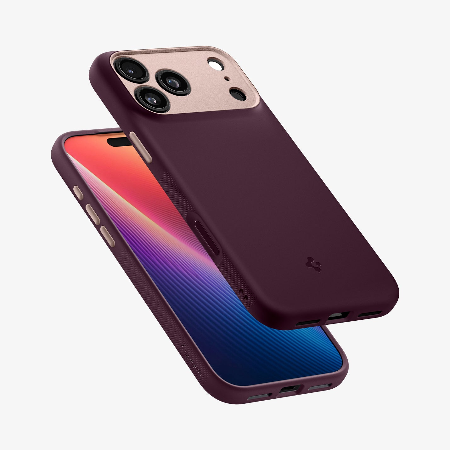 ACS09967 - iPhone 17 Pro Case Nano Pop (MagFit) in burgundy bean showing the back, side and partial front