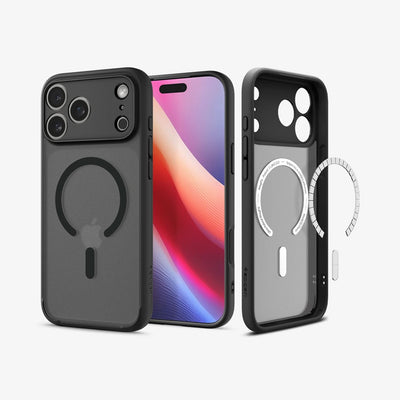 ACS10038 - iPhone 17 Pro Max Ultra Hybrid (MagFit) in Frost Black showing the back, partial inner, partial front and sides