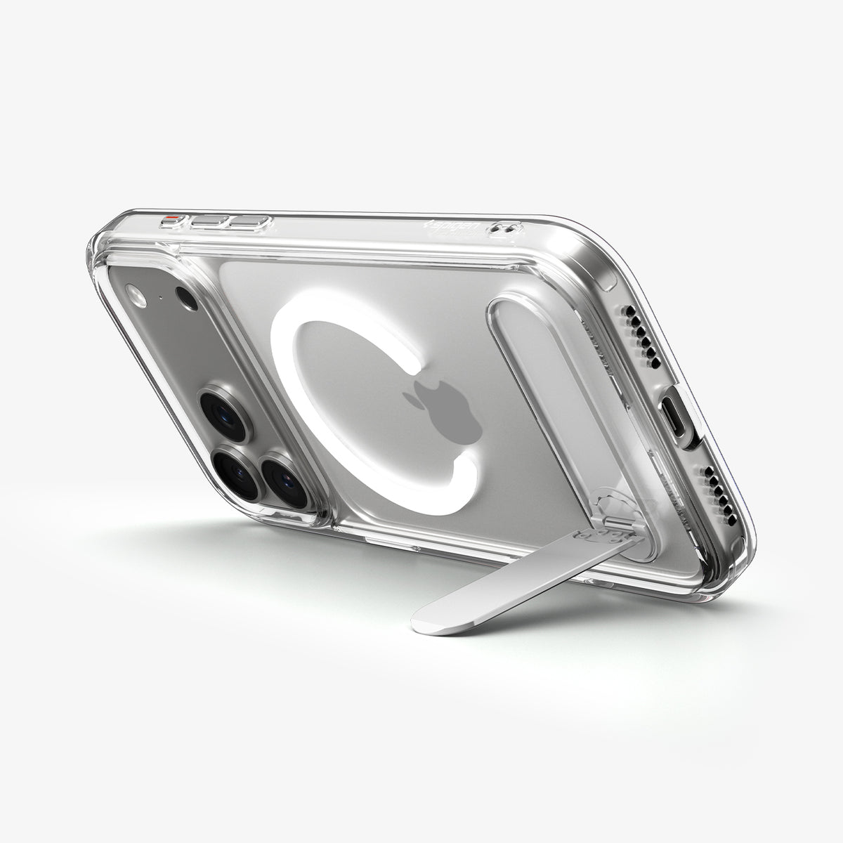 ACS12004 - iPhone 18 Pro Max / iPhone 17 Pro Max Slim Armor Essential S (Mag Fit) showing the kickstand extended for hands-free landscape viewing.