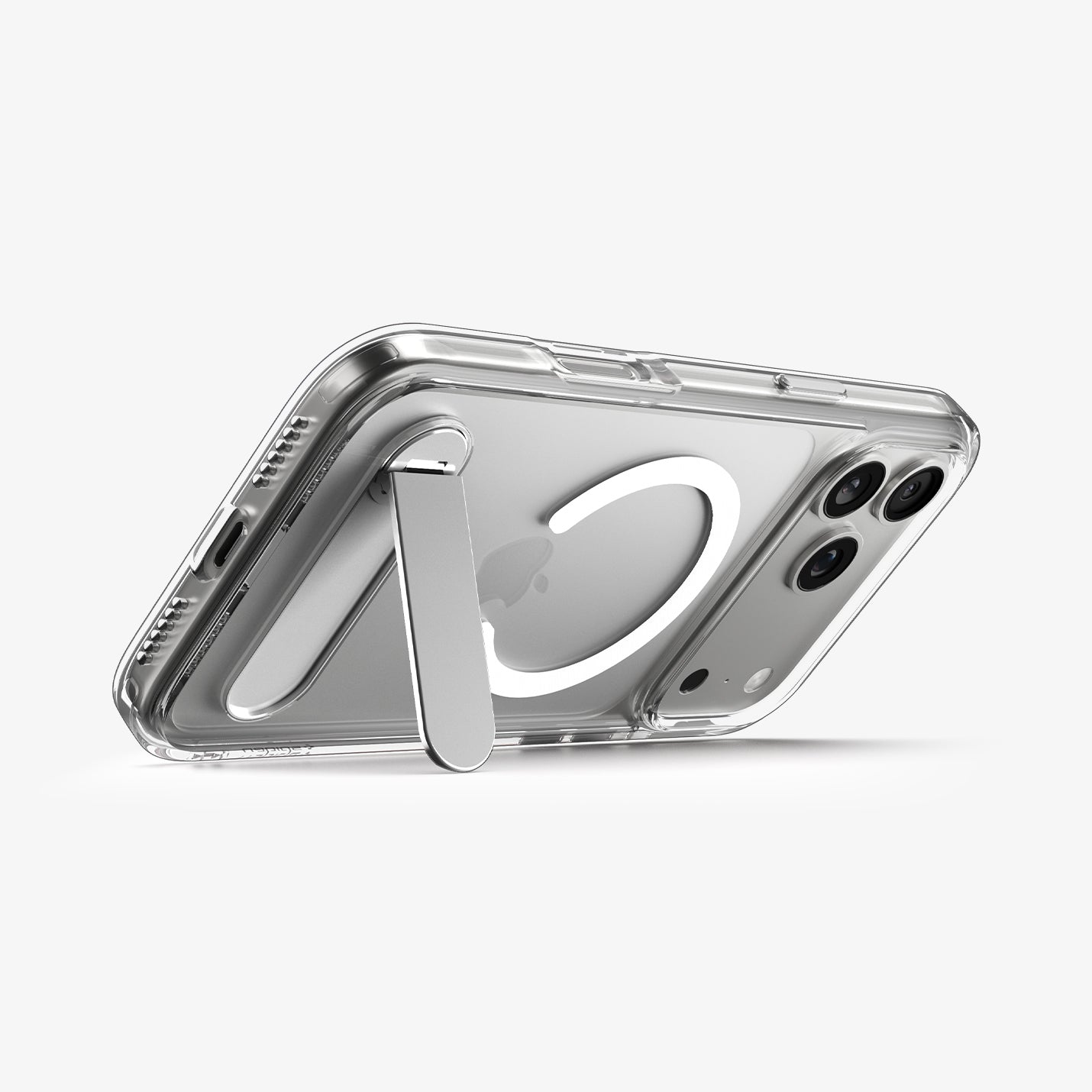ACS12005 - iPhone 18 Pro / iPhone 17 Pro Slim Armor Essential S (Mag Fit) showing the kickstand supporting the case in a low landscape viewing position.