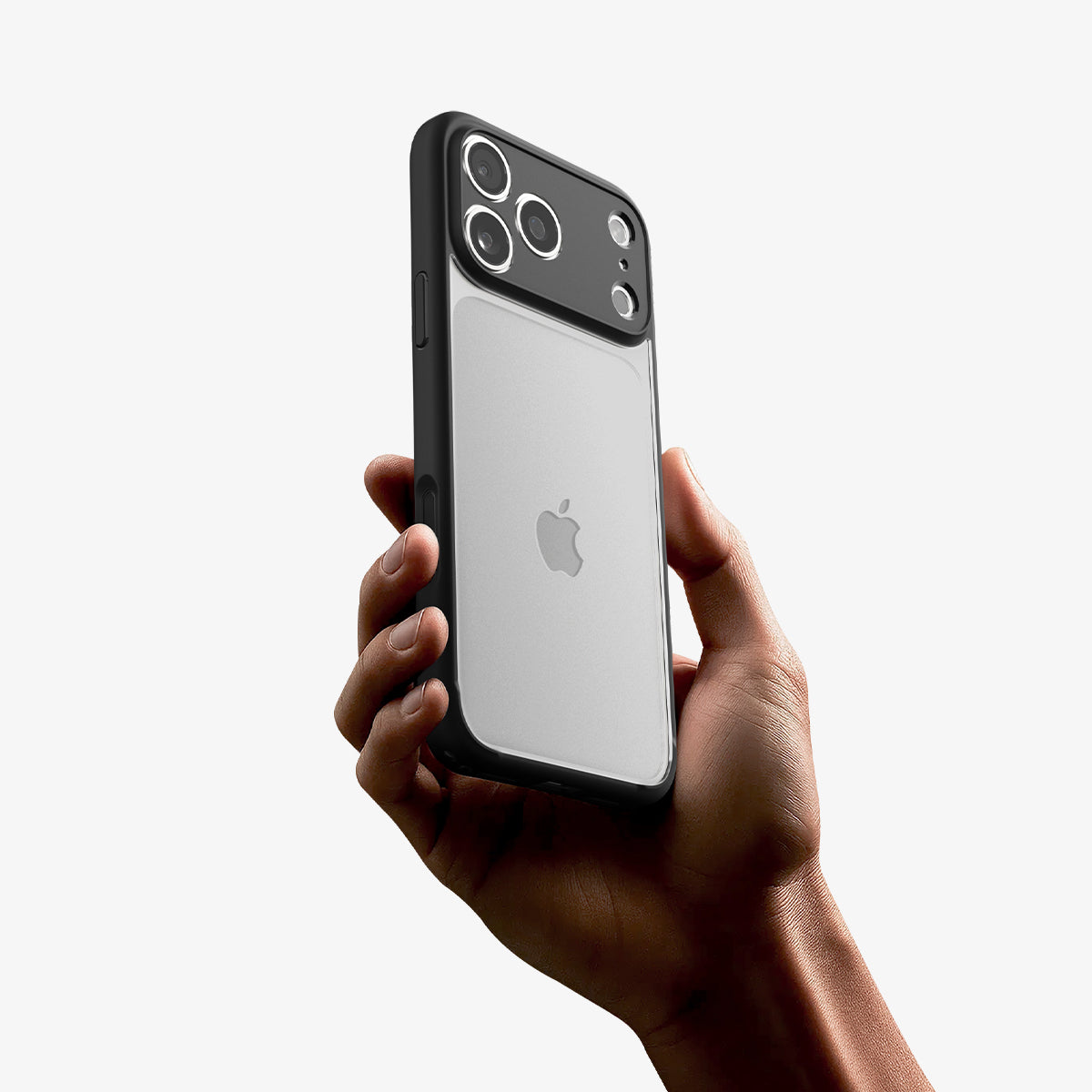 ACS10065 - iPhone 17 Pro Ultra Hybrid in Matte Black showing back of the case holding with hands